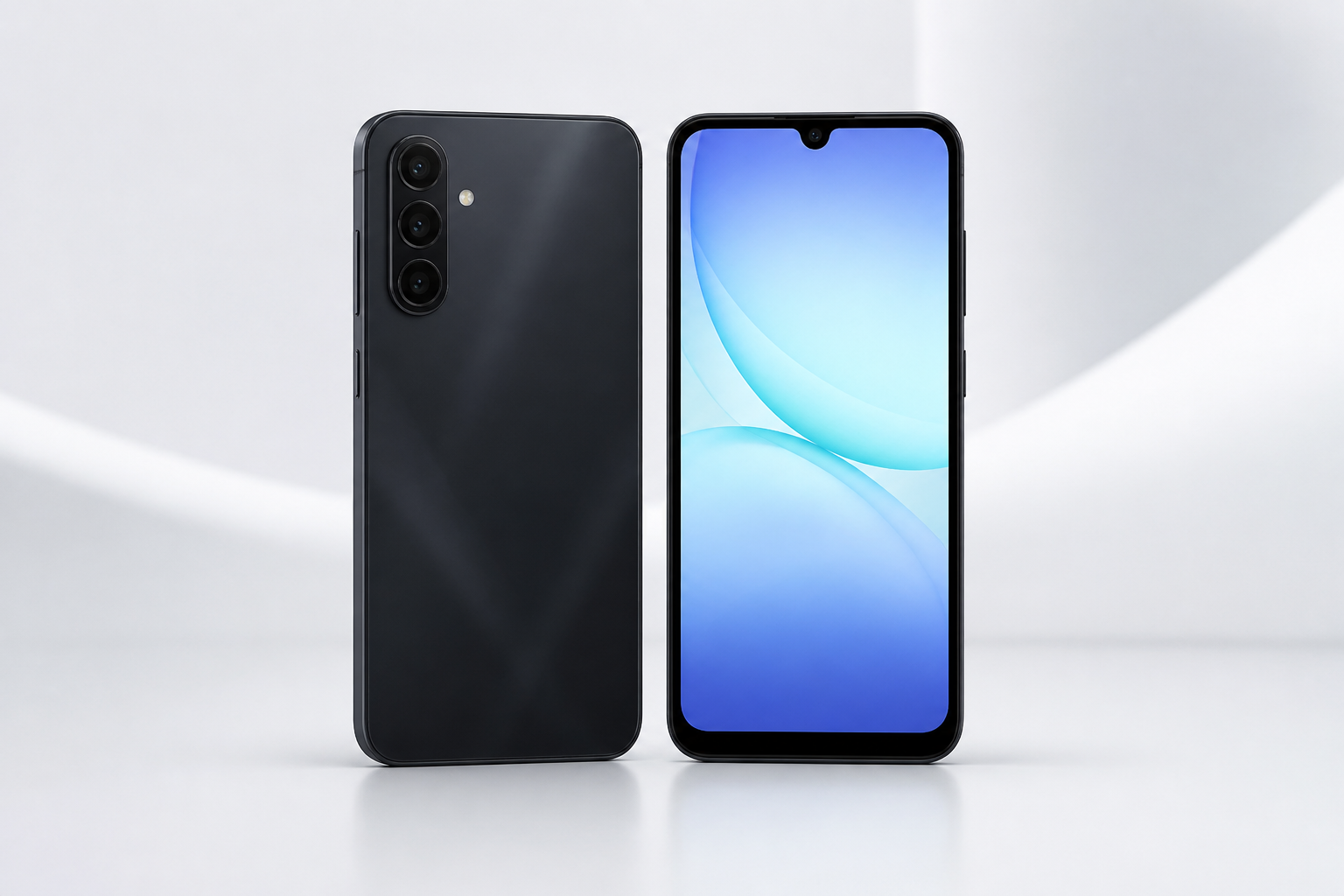 Galaxy A17 4G: Um Intermediário de Entrada com Tela Super AMOLED e IA do Google Galaxy A17 em vista frontal e traseira