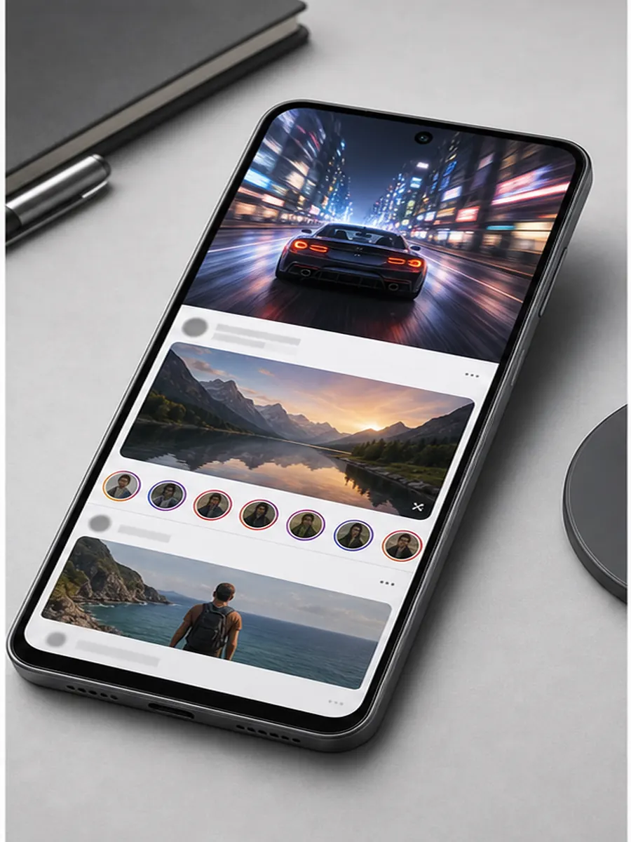Samsung Galaxy A56 5G com tela AMOLED 120 Hz exibindo jogos e redes sociais em guia ate R$ 2.000