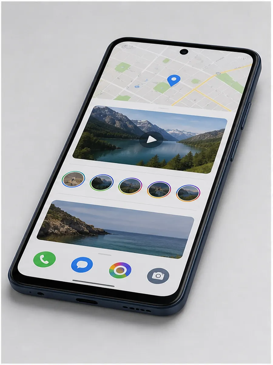Tela do Moto G75 com apps, mapas e videos para celular ate R$ 1.500