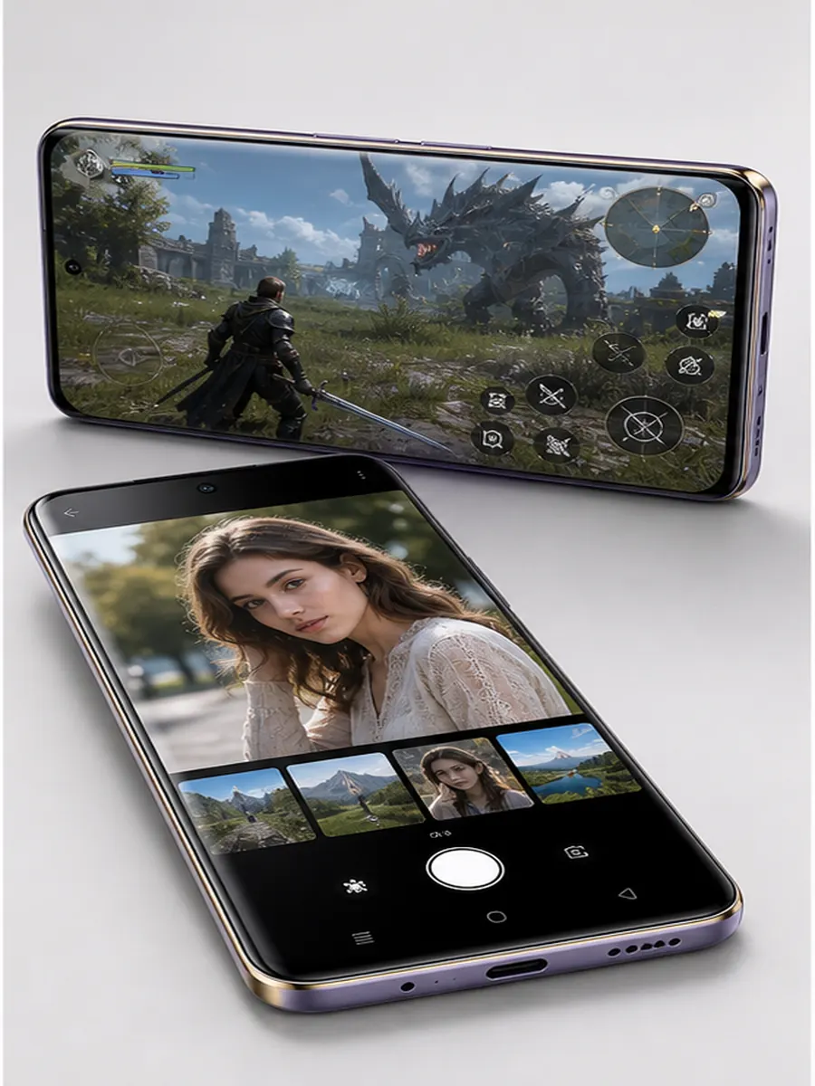 Realme 14 Pro Lite com tela OLED 120 Hz exibindo jogo e redes sociais em guia ate R$ 1.800