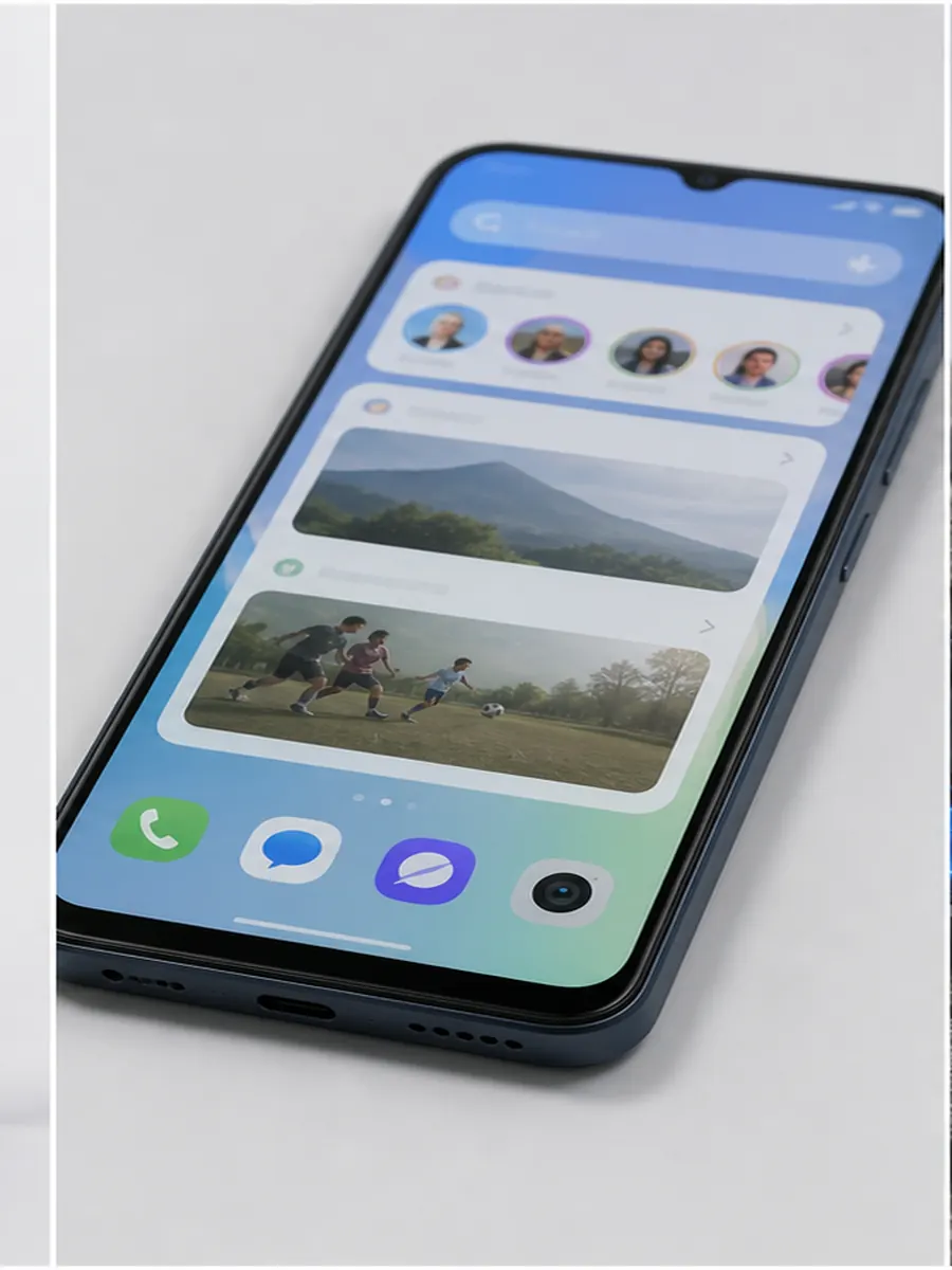 Tela do Realme Note 60 com apps de uso diario em celular barato e resistente