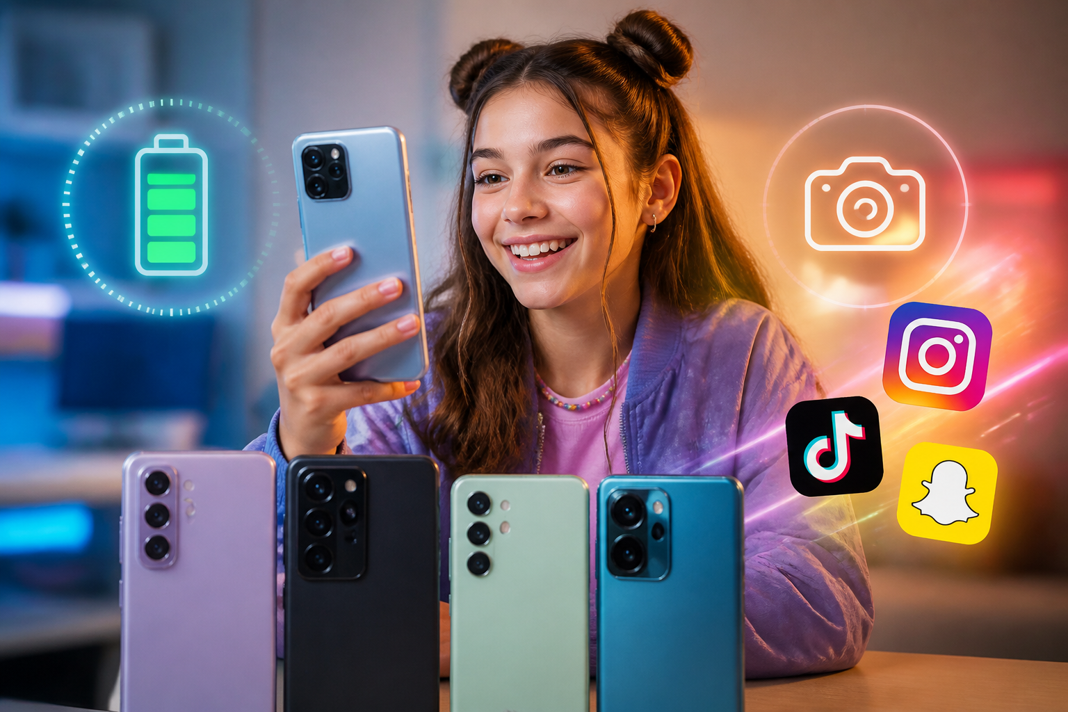 Os melhores celulares para adolescentes em 2026: bateria durável, câmeras para redes sociais e preços acessÃveis Imagem destacada sobre Os melhores celulares adolescentes em 2026: bateria durável, câmeras redes