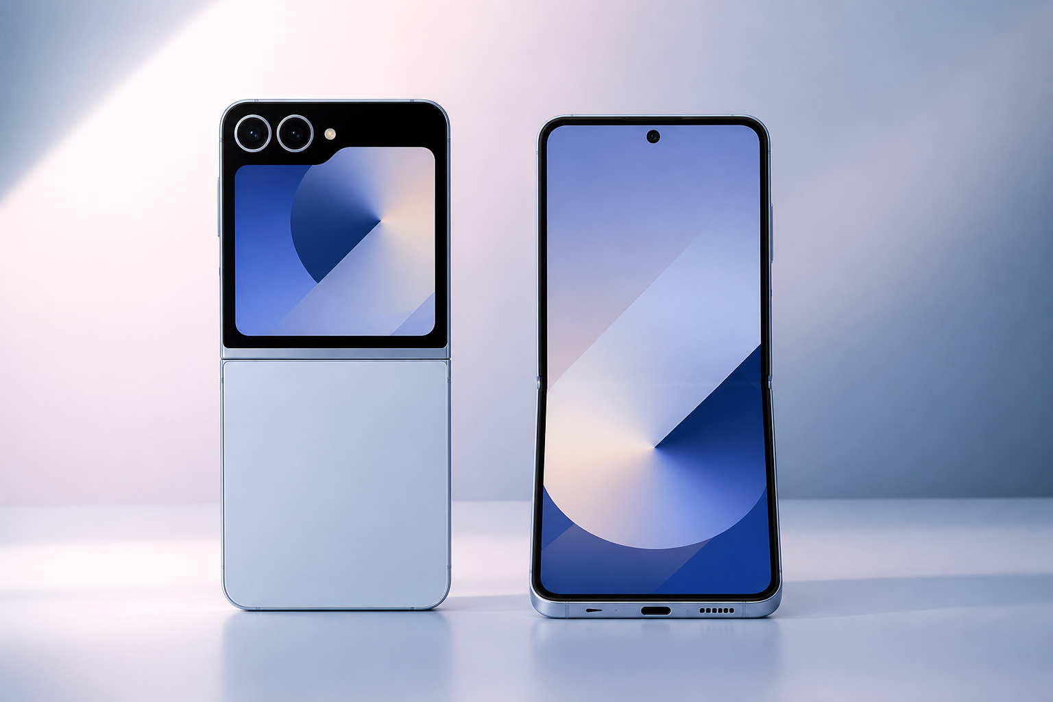 One UI 8.5 começa a chegar aos Galaxy S24 e dobráveis Samsung no Brasil com recursos avançados Galaxy Z Flip 6 em vista frontal e traseira