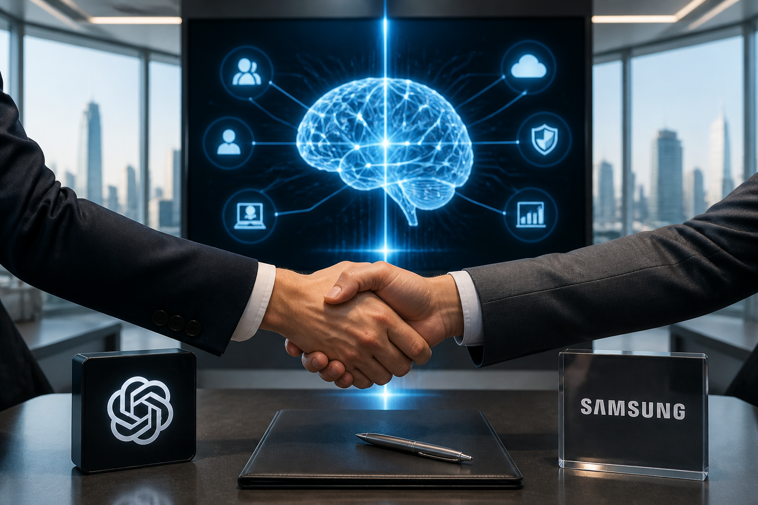 OpenAI assina contrato estratégico com Samsung para integrar IA corporativa a mais de 120 mil funcionários Imagem destacada sobre OpenAI assina contrato estratégico com Samsung integrar IA corporativa a mais