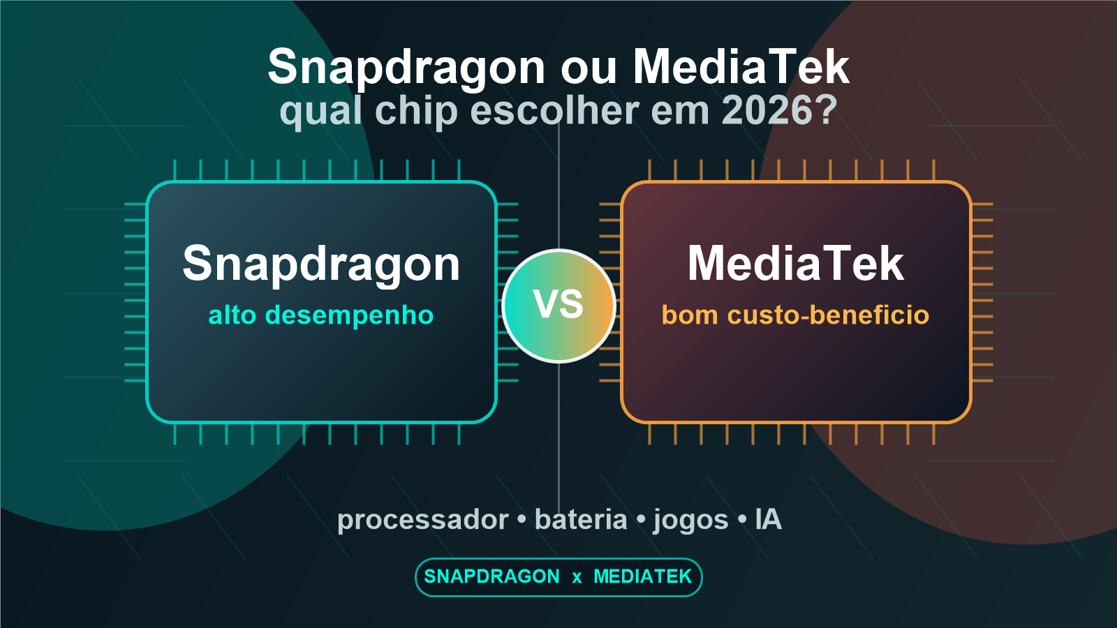 Snapdragon ou MediaTek: Qual chip domina os celulares em 2026? Imagem destacada sobre Snapdragon ou MediaTek: Qual chip domina os celulares em 2026?